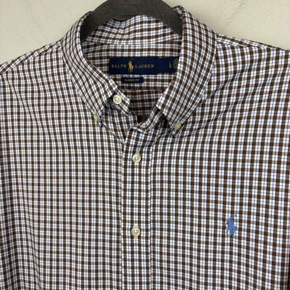 Ralph Lauren Other - Ralph Lauren Shirt Mens‎ Large Brown Check Stretch Button Down Long Sleeve